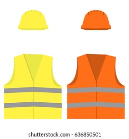 Safety vest and hard hat.