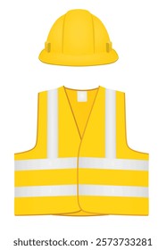 Safety vest and helmet. vector illustration