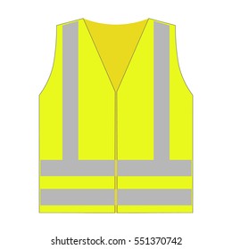 Safety vest, high-visibility yellow reflective vest, vector illustration.