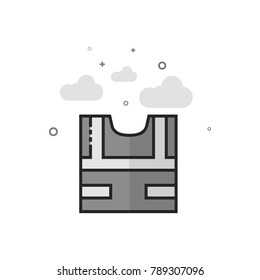 Safety vest icon in flat outlined grayscale style. Vector illustration.