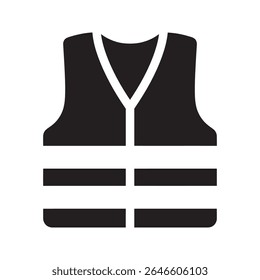 Safety vest icon for high visibility worker protection a piece of personal protective equipment for construction and industrial job site safety vector solid glyph icon