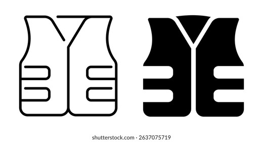 Safety vest icon. Line and silhouette style.