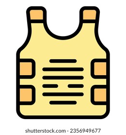 Safety vest icon outline vector. Tactical armor. Swat security color flat