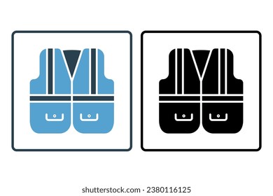 Safety Vest Icon. Icon related to Construction. suitable for web site, app, user interfaces, printable etc. Solid icon style. Simple vector design editable
