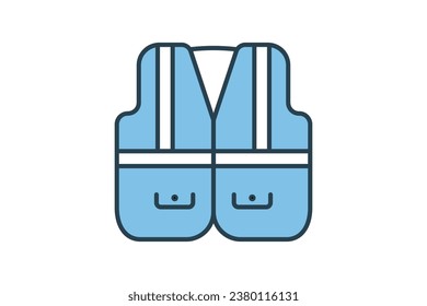 Safety Vest Icon. Icon related to Construction. suitable for web site, app, user interfaces, printable etc. Flat line icon style. Simple vector design editable