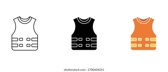 Sicherheitswesten-Symbol-Set, Vektor auf weißem Hintergrund, reflektierende Kleidung.