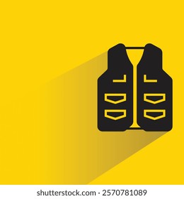 safety vest icon with shadow on yellow background