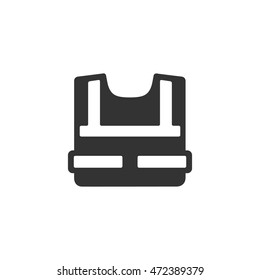 Safety vest icon in single color. Construction wear safety protection