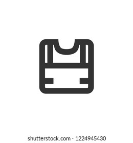 Safety vest icon in thick outline style. Black and white monochrome vector illustration.