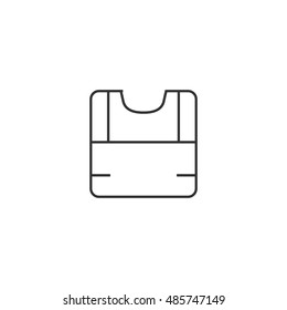 Safety vest icon in thin outline style. Construction wear safety protection