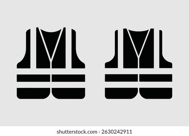 Safety Vest Icons High-Visibility Apparel Graphics. Safety Vest Icons Silhouette. Construction Safety Vest.
