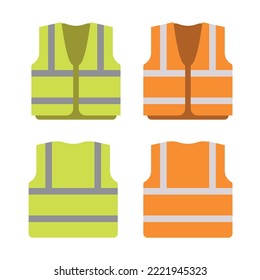Safety vest jacket, isolated security, traffic and worker uniform wear. Vector illustration on white