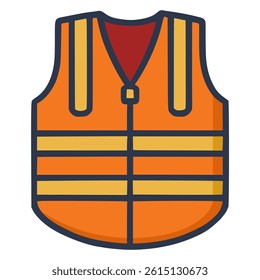 safety vest jacket protect work flat color vector illustration template design