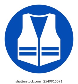 Safety vest jacket, security and worker uniform wear, workwear icon. High visibility clothing must be worn in this area.