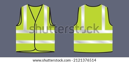 safety vest or Safety jacket in yellow colour, jacket design vector illustration
