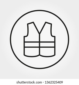 Safety Vest .Life vest. Universal icon for web and mobile application. Vector illustration on a white background. Editable Thin line.