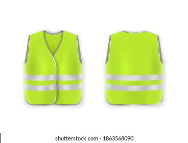 Safety Vest Reflective Guard Shirt Protective Jacket Isolated On White Background. EPS10 Vector