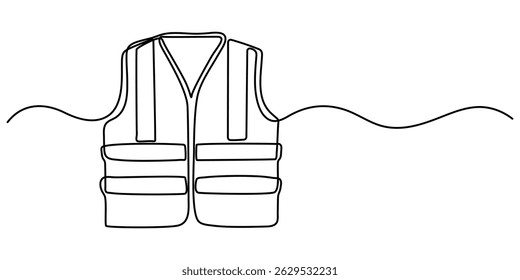  colete de segurança renderizado contínuo um desenho de linha, Swim Vest Line Ícone. Curso editável, ícone da linha Jaqueta de segurança. Ícone Editável Editável Linha Contínua De Medida De Segurança Do Traçado.