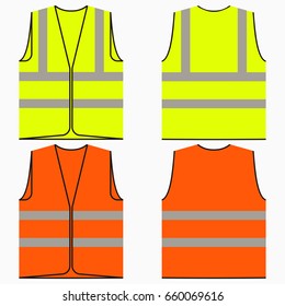 Security Safety Vest w/ High Visibility Reflective Stripes Orange & Yellow