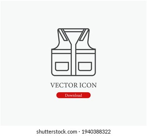 Safety vest vector icon. Editable stroke. Symbol in Line Art Style for Design, Presentation, Website or Apps Elements. Pixel vector graphics - Vector