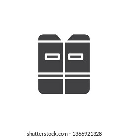 Safety vest vector icon. filled flat sign for mobile concept and web design. Life jacket glyph icon. Symbol, logo illustration. Pixel perfect vector graphics