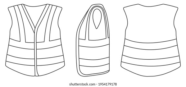 Safety vest vector illustration on white background . Jacket of worker vector outline set icon. Isolated outline set icon safety vest.