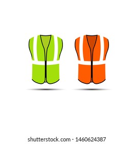 Safety Vest vector isolated on white background. Reflective Safety, Safegard jacket icon of safe uniform for rescue or security workers