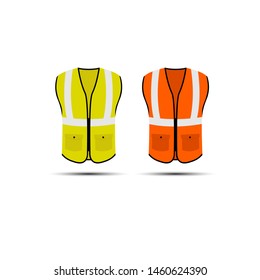 Safety Vest vector isolated on white background. Reflective Safety, Safegard jacket icon of safe uniform for rescue or security workers
