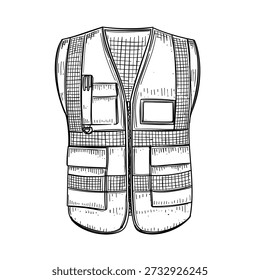 Chaleco de seguridad línea de Vector ilustración dibujada a mano