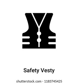 Safety Vesty icon vector isolated on white background, logo concept of Safety Vesty sign on transparent background, filled black symbol