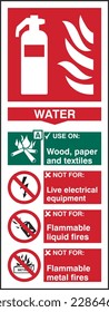 Safety warning signs fire equipment and fire action signs Fire Extinguisher  Fire Extinguisher Water