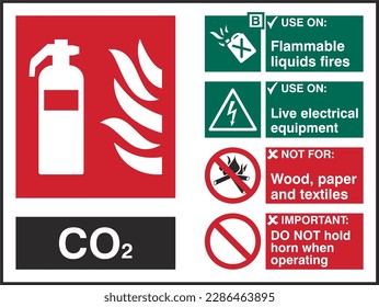 Safety warning signs fire equipment and fire action signs Fire Extinguisher  Fire Extinguisher CO2 Landscape