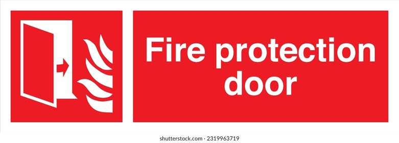 Safety warning signs fire equipment fire action signs with text Fire protection door