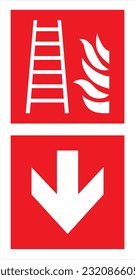Safety warning signs fire equipment fire action signs with text Fire ladder Location