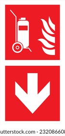 Safety warning signs fire equipment fire action signs with text Wheeled fire extinguisher Location