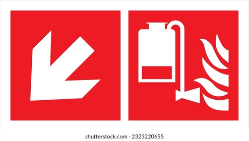 Safety warning signs fire equipment fire action signs Portable foam applicator unit Direction Down Left.