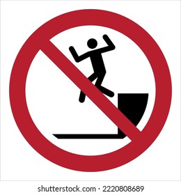 Safety Warning Signs ISO 7010 Regulation Prohibition No jumping down To prohibit jumping down Dangerous height or dangerous and unsafe areas or places for jumping into