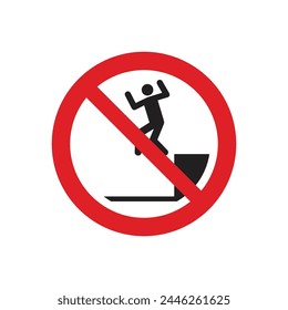 Safety Warning Signs ISO 7010 Regulation Prohibition No jumping down To prohibit jumping down Dangerous height or dangerous and unsafe areas or places for jumping into