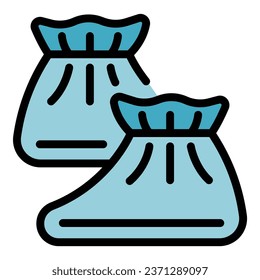 Vector de contorno de icono de residuos de seguridad. Protección adecuada. Color de máscara de guantes