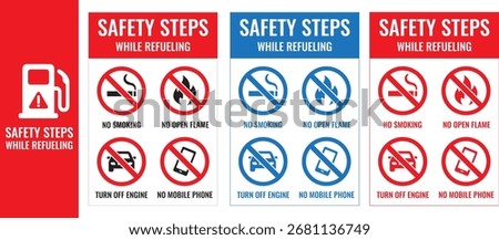 SAFETY WHILE REFUELING Icons NO SMOKING NO OPEN FLAME TURN OFF ENGINE NO MOBILE PHONE