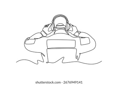 Conceito de segurança no trabalho. Design de desenho de linha única. Ilustração gráfica vetorial