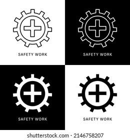 Safety Work Icon Cartoon. Construction and Engineer Symbol Vector Logo