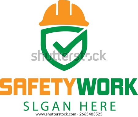 Safety Work Logo with Hard Hat and Shield