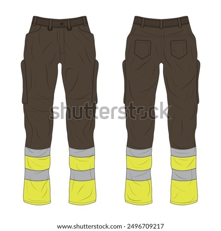 Safety work pants template front and back view