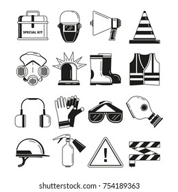 Safety Work Security Symbols Vector Monochrome Stock Vector (Royalty ...