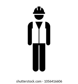 Safety worker icon male construction service person profile avatar with hardhat helmet in glyph pictogram illustration