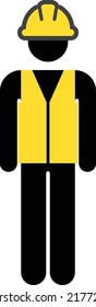 Safety worker icon vector male construction service person profile avatar with hardhat helmet in glyph pictogram illustration