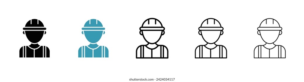 Safety Worker Vector Icon Set. Helmet construction vector symbol for UI design.