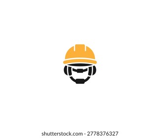 Safety of a yellow hard hat and black ear protection earmuffs isolated on a white background for industrial workplace safety and construction equipment