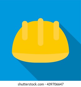Safety yellow helmet icon, flat style